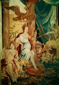Europa, uit een wandtapijt van de vier hoeken van de wereld, detail van figuren aan de linkerkant door A. Baertams
