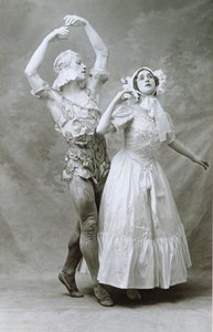 Nijinski en de Karsavina dansen in het ballet 