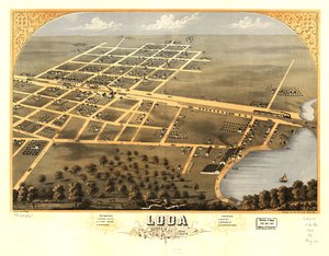 Vogelvlucht van Loda, Iroquois Co, Illinois 1869. LOC 73693361