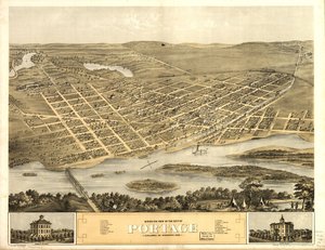 Gezicht in vogelvlucht op de stad Portage, Columbia Co, Wisconsin 1868. LOC 73694548