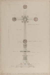 Hoogaltaar: voorgesteld gouden en zilveren kruis, 5 ft hoog door A. Edward Jones and Co.