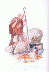 De arme verlaten baby werd gevonden door een herder (Het Winterverhaal), uit Verhalen van Shakespeare uitgegeven door Ward Lock & Co Ltd