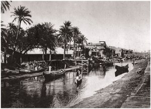 Ashar Creek leidend naar de Shatt al-Arab, Basra, Irak, 1925