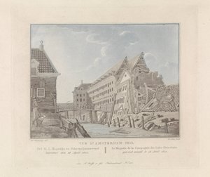 Gezicht op het ingestorte Oost-Indisch Zeemagazijn te Amsterdam, 1822
