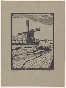 Winterlandschap met molen