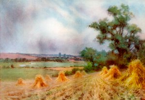 Canterbury vanuit Sturry Wood, Kent, 1924-1926 door A Montague Rivers
