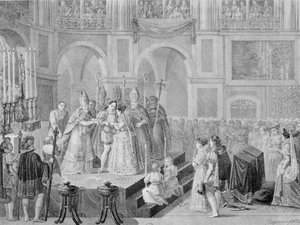 Het Huwelijk van Hendrik III (1553-1610) en Marguerite van Frankrijk (1553-1615) in 1572, 1832