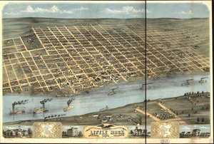 Vogelvlucht van de stad Little Rock, de hoofdstad van Arkansas 1871