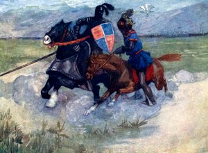 Bruce hief zijn strijdbijl hoog in de lucht..., 1314, 1905 door A. S. Forrest