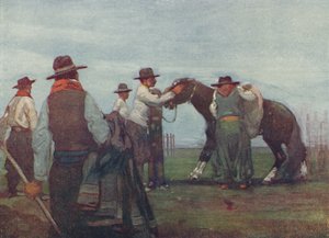 Gauchos temmen een jong paard, 1916 door A. S. Forrest