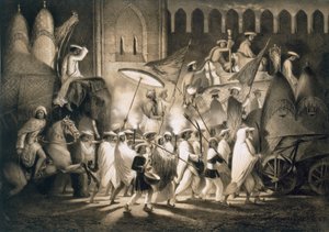 Delhi: Stoet en Gevolg van de Grote Mogol, gepubliceerd 1858