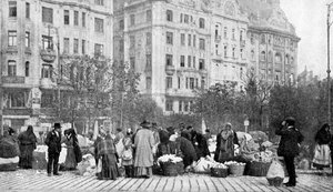 Grote bloemenmarkt, Boedapest, Hongarije, 1922 door A. W. Cutler