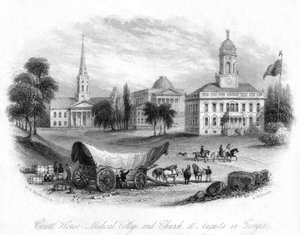 Het gerechtsgebouw, medische college en kerk, Augusta, Georgia, VS, 19e eeuw door A. Willmore