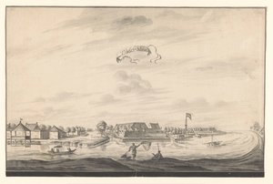 Gezicht op Tegal door A. de Nelly (possibly)
