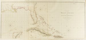 Kaart van de West-Indië en Spaanse gebieden in Noord-Amerika