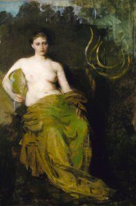 Half gedrapeerd figuur door Abbott Handerson Thayer