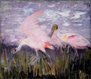 Roseate Spoonbills, studie voor boek Concealing Coloration in the Animal Kingdom door Abbott Handerson Thayer
