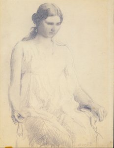Studie van een jonge vrouw door Abbott Handerson Thayer