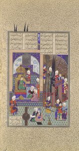 De Wijzen van de Shah keuren het huwelijk van Zal goed, Folio 86v uit de Shahnama, ca. 1525-30