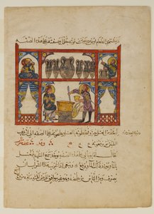 Medicijn bereiden van honing, uit een verspreid manuscript..., A.H. 621 A.D. 1224