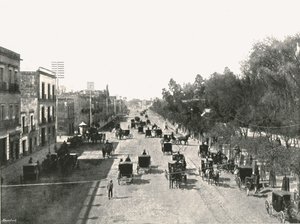 Avenida Juarez, Mexico-Stad, Mexico, 1895 door Abel Briquet