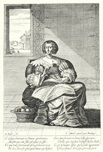 De Borduurster door Abraham (after) Bosse