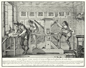 De Werkplaats van de Graveur door Abraham (after) Bosse