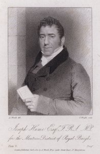 Joseph Hume, Schotse arts, politicus en radicale parlementslid (gravure)