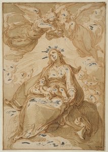 Madonna met Kind, gekroond door engelen door Abraham Bloemaert