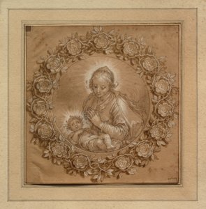 Madonna met kind in een tondo door Abraham Bloemaert