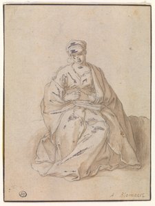 Maria, zittend met een boek door Abraham Bloemaert