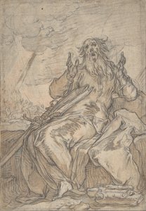 Sint Paulus zittend, met zijn bekering op de achtergrond door Abraham Bloemaert