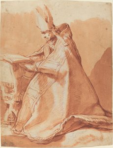 Zittende Bisschop door Abraham Bloemaert