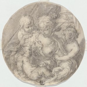 De Madonna met het Christuskind, met de jonge Johannes de Doper en een ander kind (Caritas) door Abraham Bloemaert