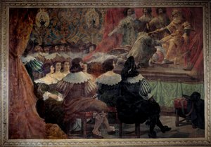 Een theatrale voorstelling in de 17e eeuw in het Chateau de Grosbois