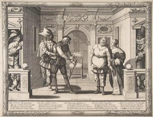 Acteurs in het Hotel de Bourgogne door Abraham Bosse