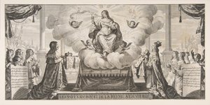 Almanak voor 1639: Lodewijk XIII en Anna van Oostenrijk vertrouwen het koninkrijk en de prins toe, 1639 door Abraham Bosse