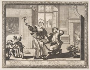 Man die zijn vrouw slaat door Abraham Bosse