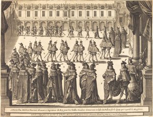 Mars van de koning en ridders van de Heilige Geest op de binnenplaats van Fontainebleau door Abraham Bosse