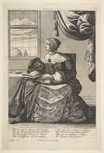 Zittende Vrouw met een Boek en Zingend, midden tot laat 17e eeuw door Abraham Bosse
