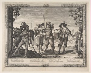 De Hotpot Geleverd aan de Pasgetrouwden, of Het Lawaai, ca. 1633 door Abraham Bosse
