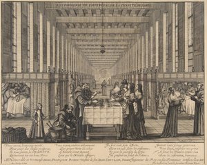 De ziekenzaal van het liefdadigheidshospitaal, ca. 1639 door Abraham Bosse