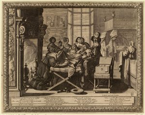 Het huwelijk in de stad: Bevalling door Abraham Bosse