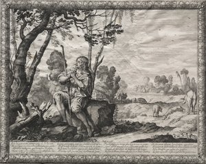 De verloren zoon: De verloren zoon die de varkens hoedt door Abraham Bosse