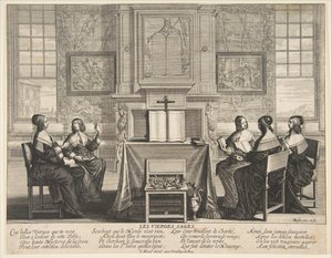 De wijze maagden in gesprek, ca. 1635 door Abraham Bosse