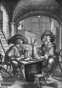 Tabaksrokers. Gravure door Abraham Bosse. 18e eeuw