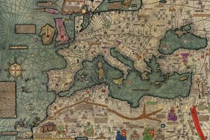 Noord-Afrika, Europa en het Midden-Oosten uit de Catalaanse Atlas door Abraham Cresques