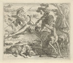Jager met honden door Abraham Danielsz. Hondius