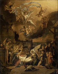 De aanbidding van de herders door Abraham Danielsz. Hondius