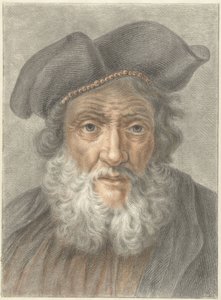 Oude man met muts door Abraham Delfos